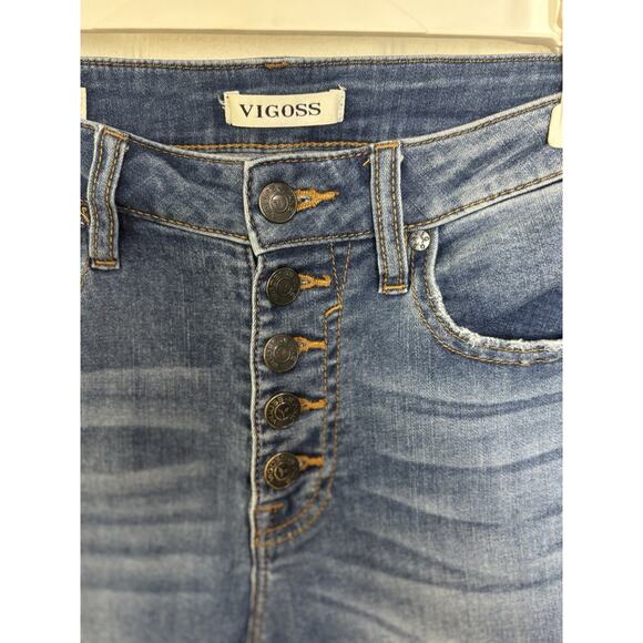 Vigoss Ace Skinny Button Fly High Rise Stretch Jeans Size 27 Raw Hem - Picture 3 of 7